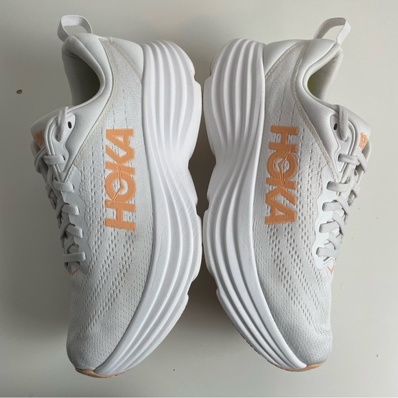 Hoka One One Bondi 8 Womens Size 9.5B White Cantaloupe Sneakers 1127952WLP - Picture 7 of 10